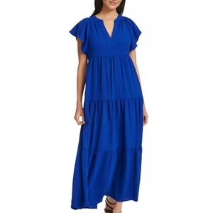 10. Calvin Klein Tiered Crepe Maxi